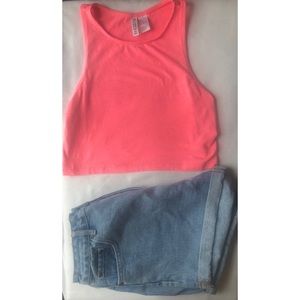 H&M Neon Pink Crop Tank Top